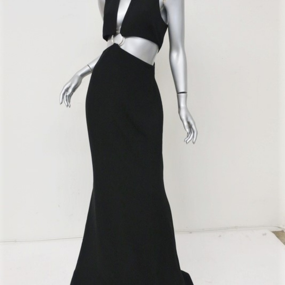 Cinq a Sept Everest Gown Black Crepe Size 12 - Picture 3 of 5